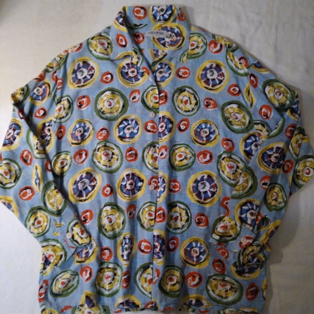 VTG Cottonade Abstract Geometric Brushstroke Shirt